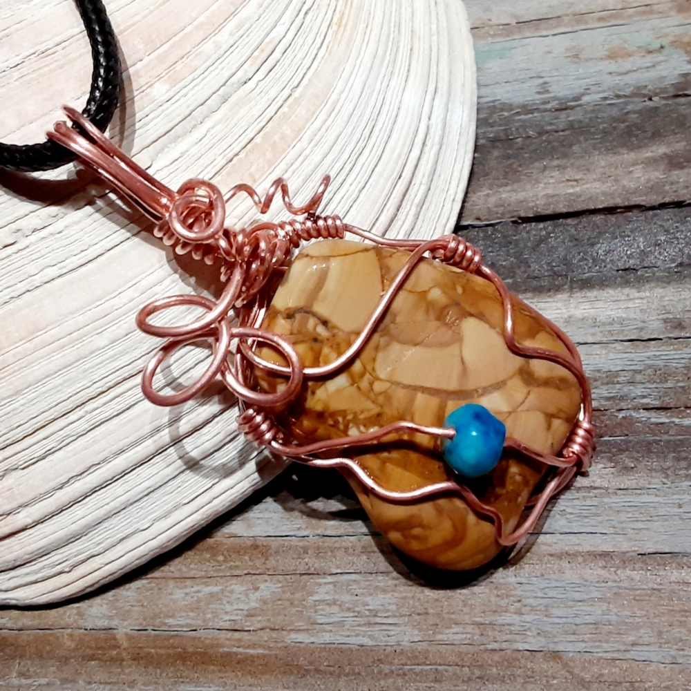 Earthy Picture Jasper Crystal Pendant Necklace - Picture 2 of 3